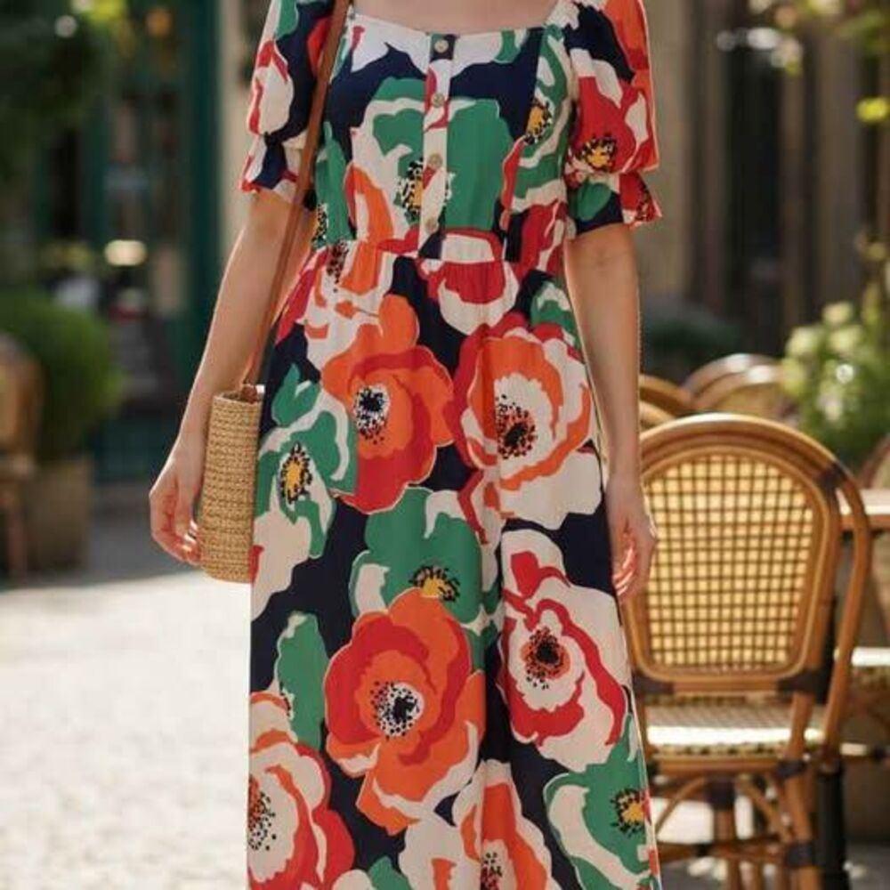 Women's Multicolor Vacation Wear festive Flared Colorful dress by Luxolo size 10